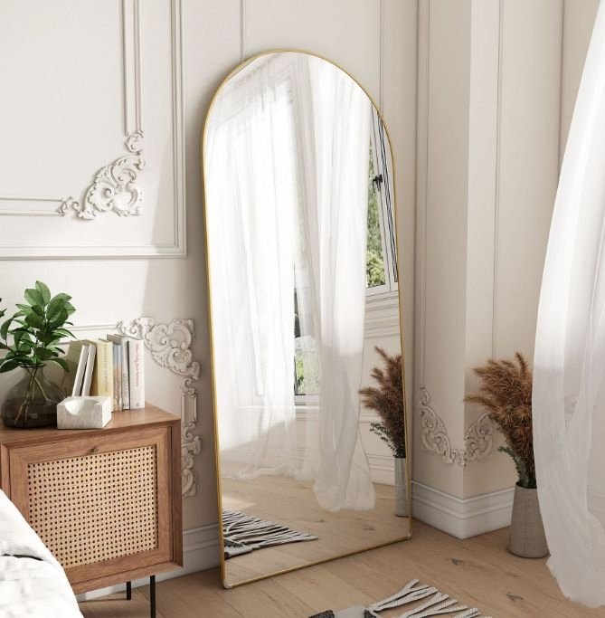 Full Length Wall Mirror for Living Room - Modern Stainless Steel Frame Large Standing Mirror - Home Decoration & Interior Design Essential