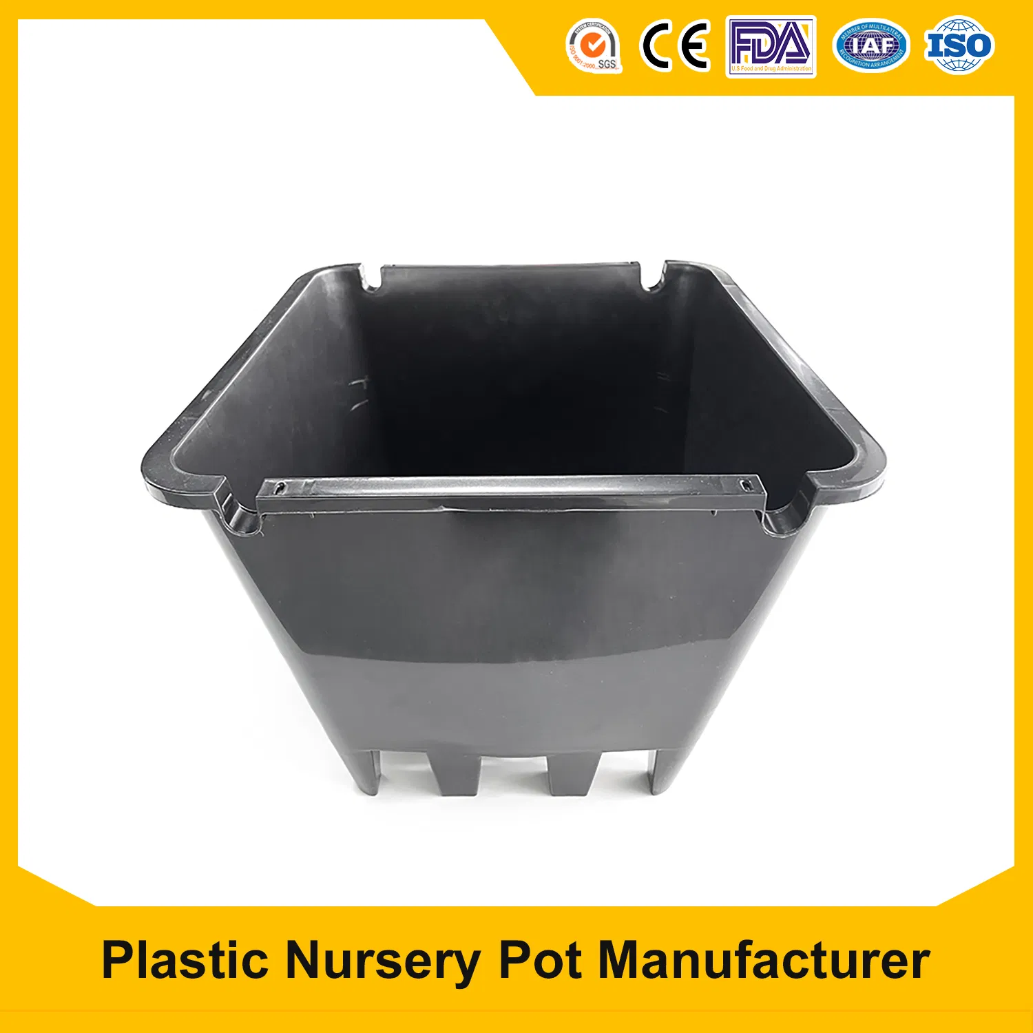 PP Black Square Bonsai Flower Pot Wholesale Blueberry Grow Plastic Nursery Seedling Flower Pots