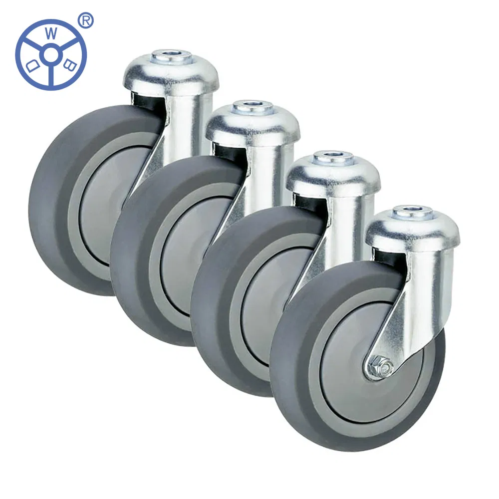 Wbd silent TPR Supemarket Shopping Castor Wheel Swivel Bolt Hole