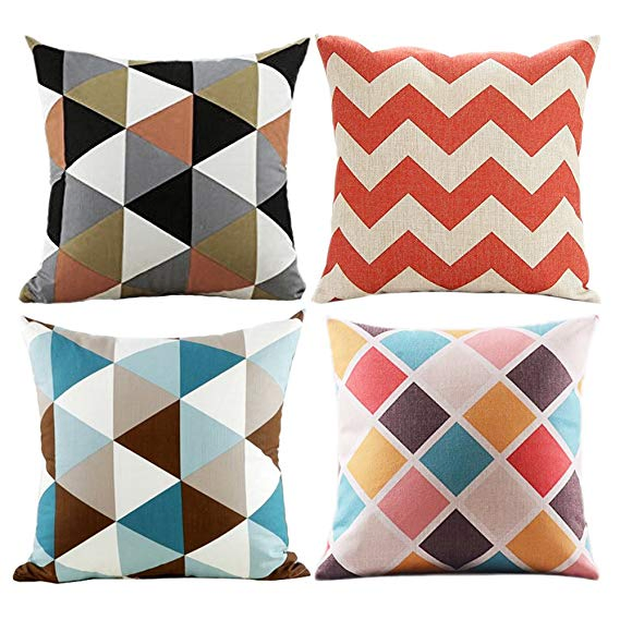 Geometrical Design Check Design Digital Printing Sofa Cushion