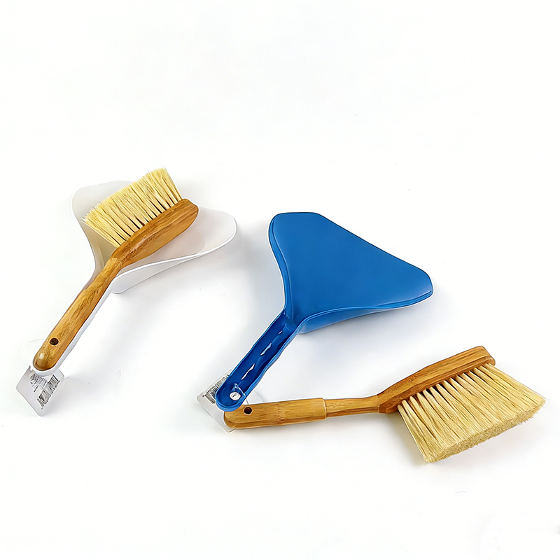 Mini Bamboo Dustpan and Brush Set - Soft Bristle Hand Broom for Desktop/Kitchen Countertop Cleaning