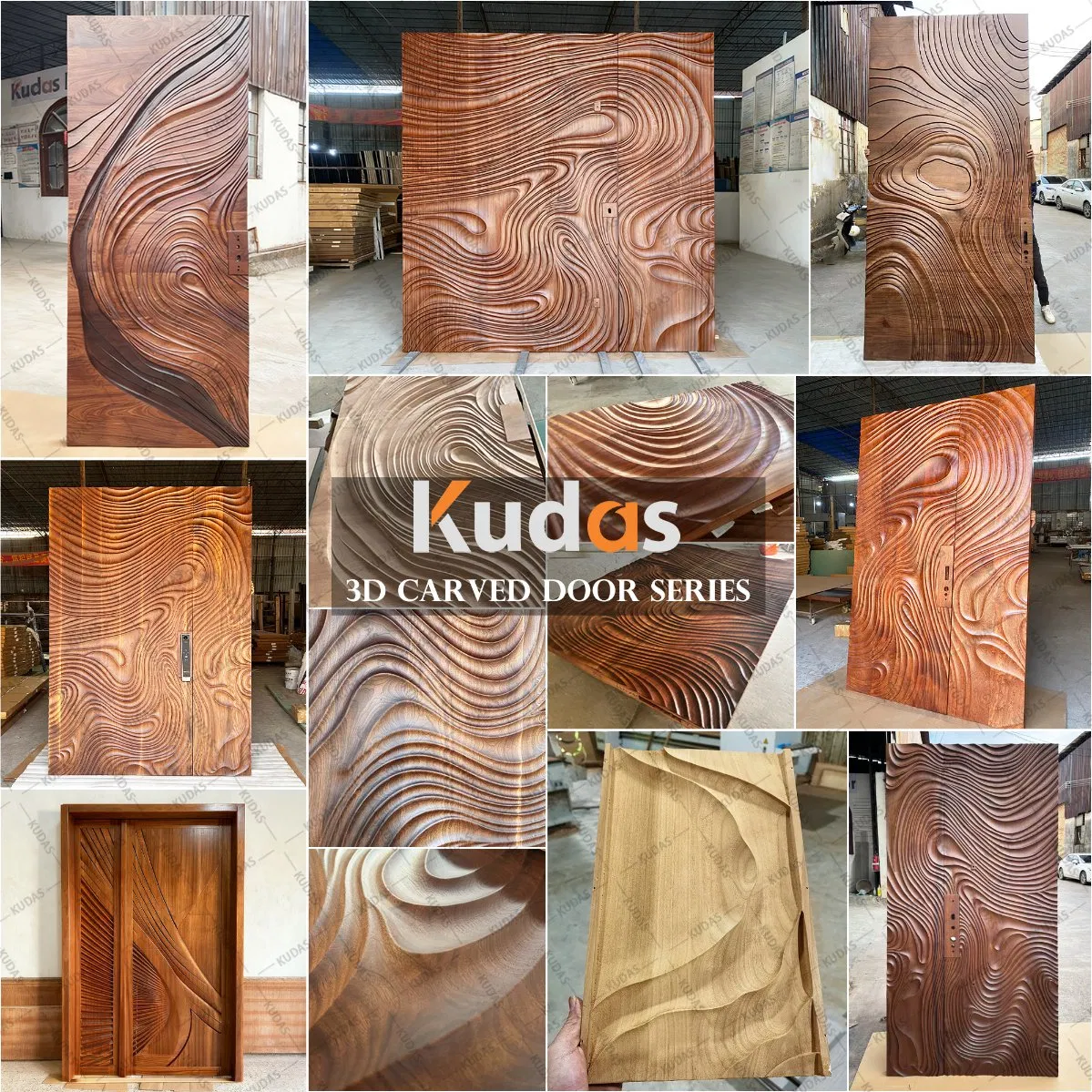 Walnut Solid Wood Exterior External Wooden Pivot Main House Front Entry Door