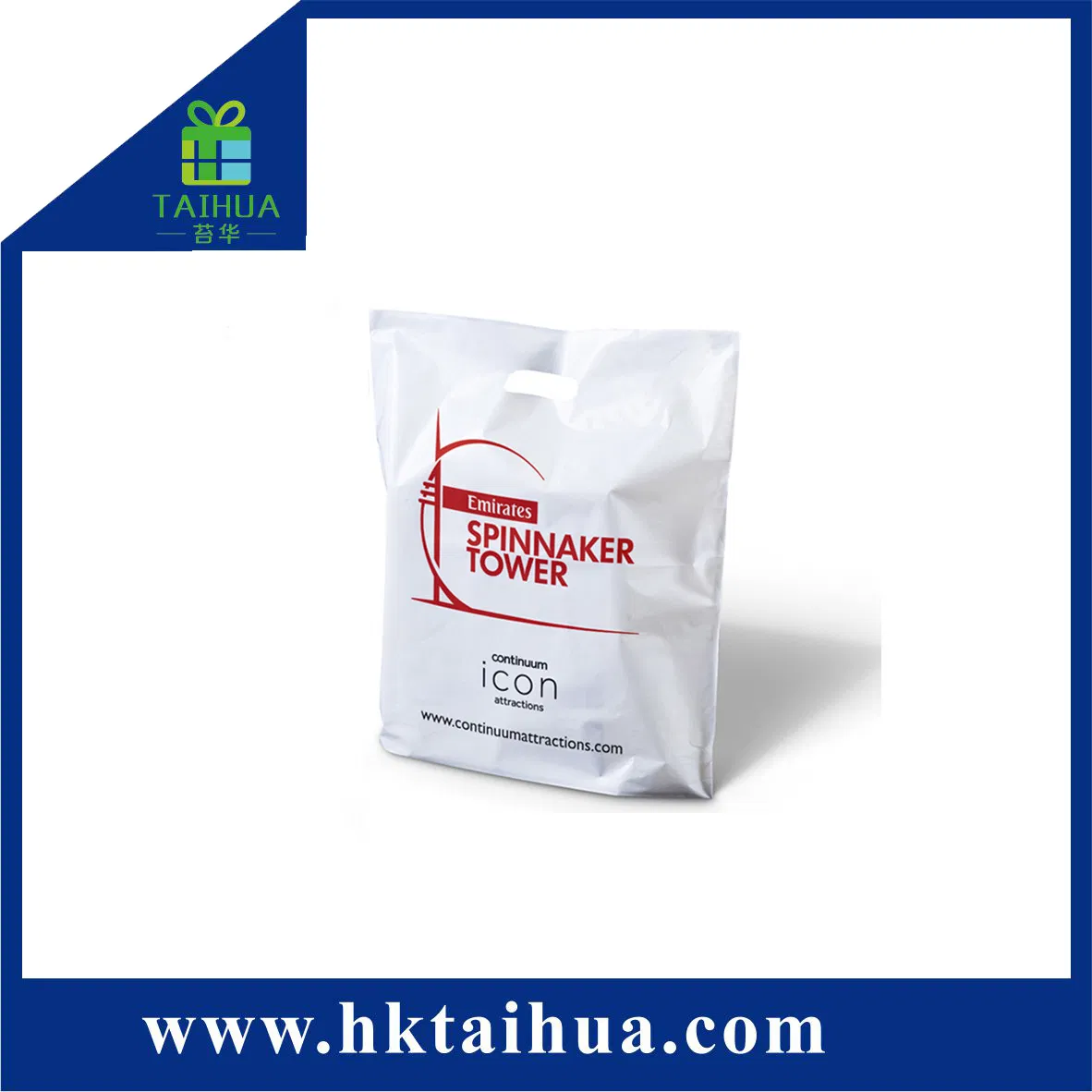 Popular Die Cut Custom Logo Packaging Plastic Bag, Handle Shopping Bags