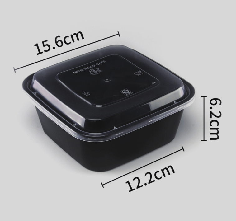 Disposable Food Box 21oz, Plastic Storage Container with Lids, Square Food Meal Prep Box Bento to Go for Gym Office Microwave