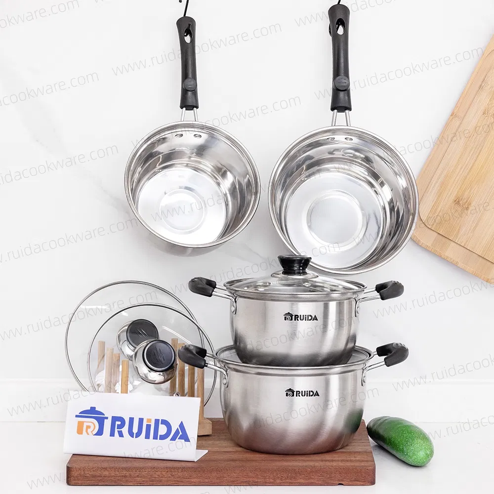 Wholesale Kitchenware 8PCS Non-Stick Cooking Pots Stainless Steel Cookware