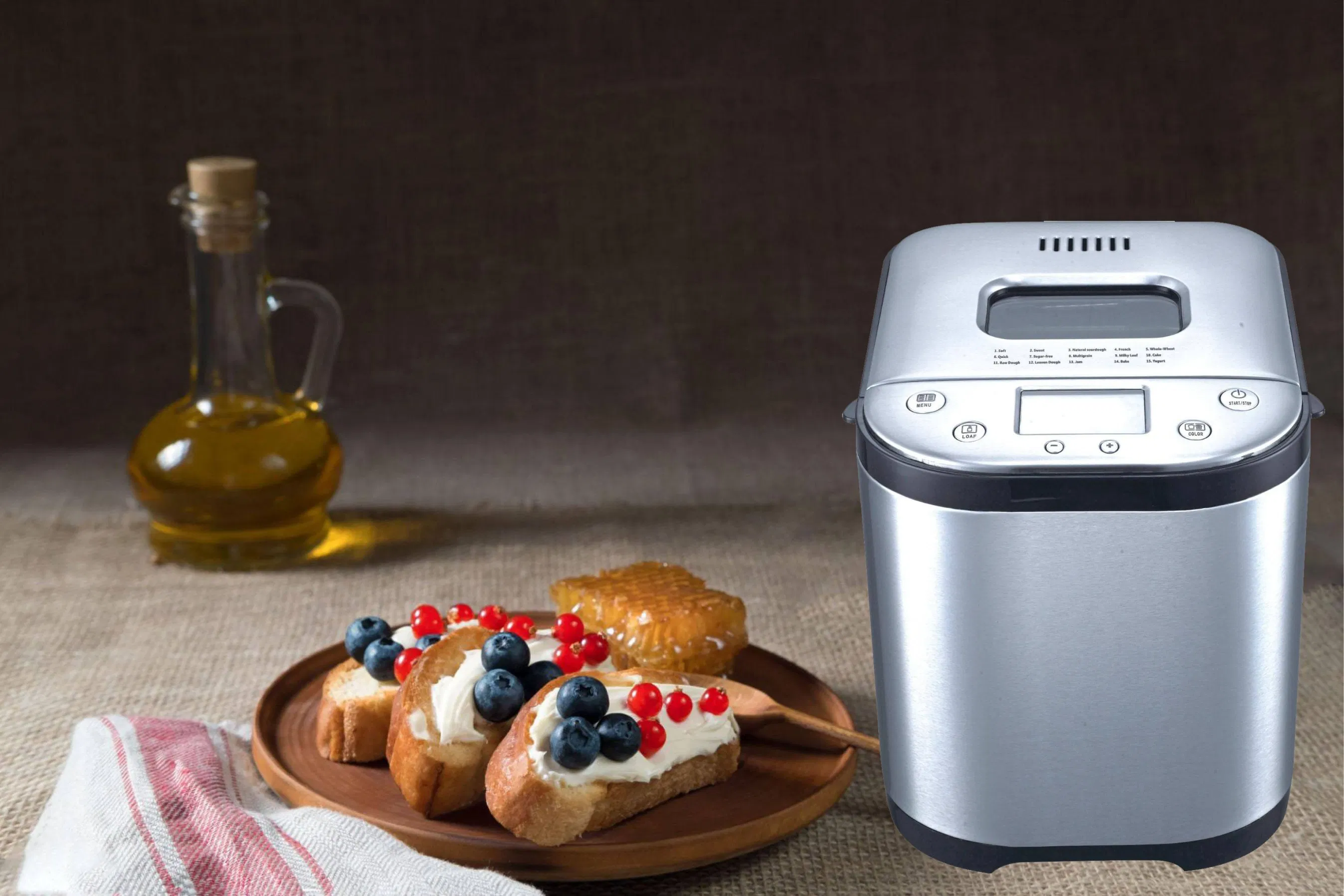 1.5L Fully Automatic Multifunctional Bread Maker Digital Toast Bread Making Machine