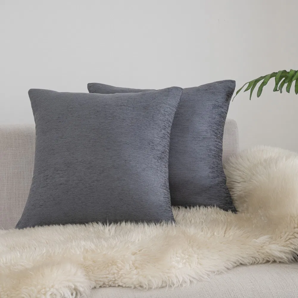 18*18 Inches Throw Pillow Covers Cases for Couch Sofa Home Decoration Solid Dyed Soft Chenille Cushion Cover Living Room