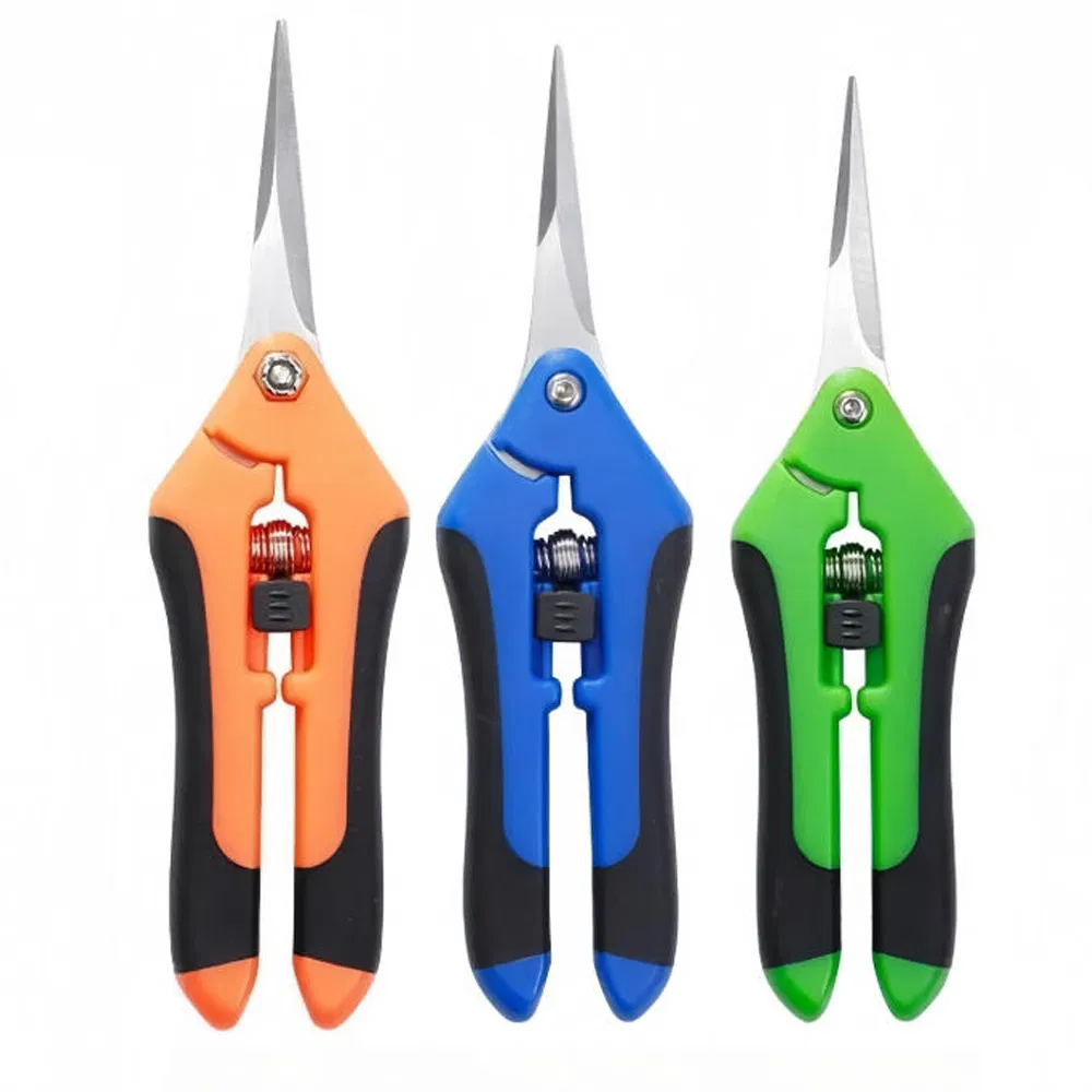 6.5 Inch Gardening Scissors Hand Pruner Pruning Shear with Straight Stainless Steel Blades Orange