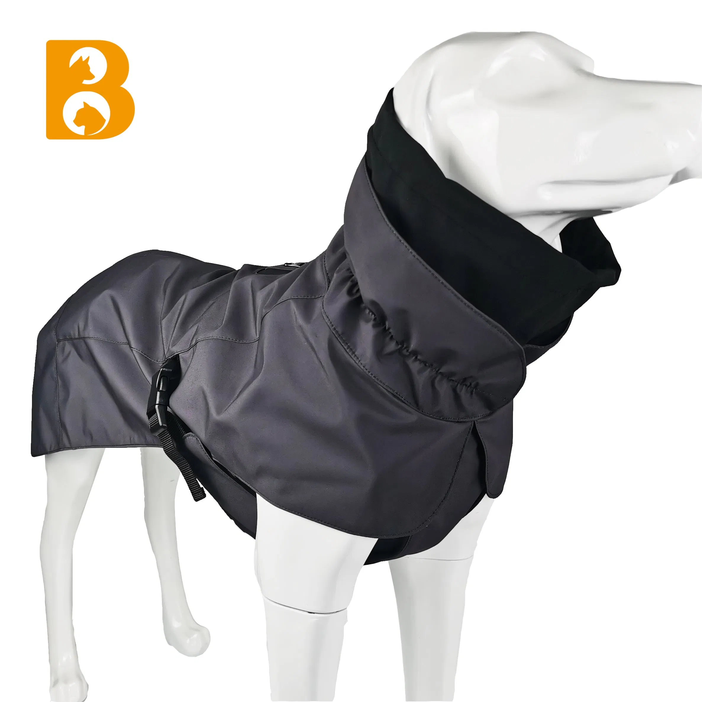 Black Oxford Windproof Waterproof Breathable Warm Human and Dog Matching Rain Coat