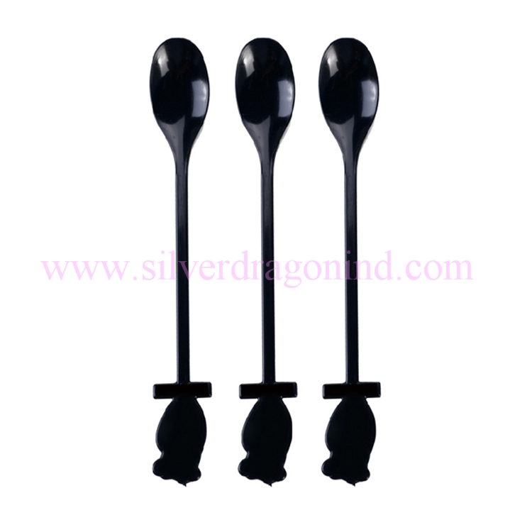 2.8g Black Plastic PP Disposal Spoon Ice Cream Spoon