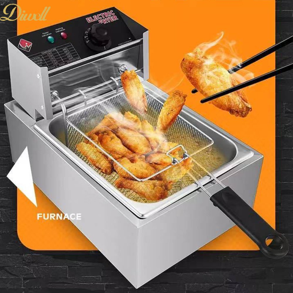 Catering Equipment 220V 2500W Thickened Stainless Steel Commercial Deep Fryer