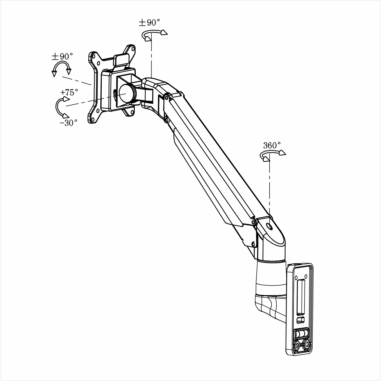 Настенный газовый кронштейн для монитора до 49 дюймов