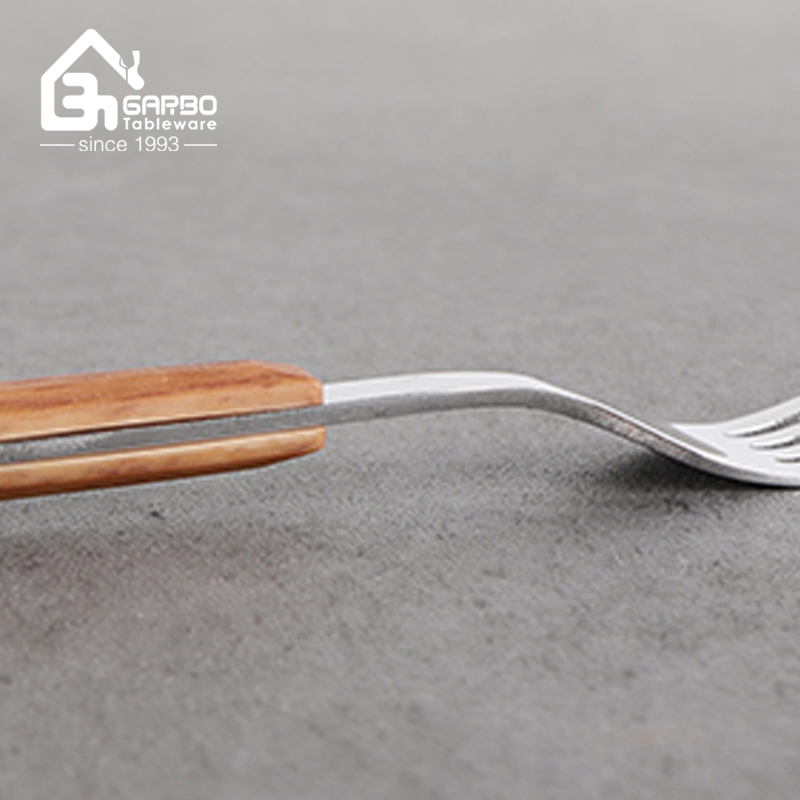 Short Tea Brown Plastic Handle Silver Stainless Steel Fork Food Safe Dessert Fork Restaurant Coffee Shop Serving Fork Flatware Different Types Sizes Available