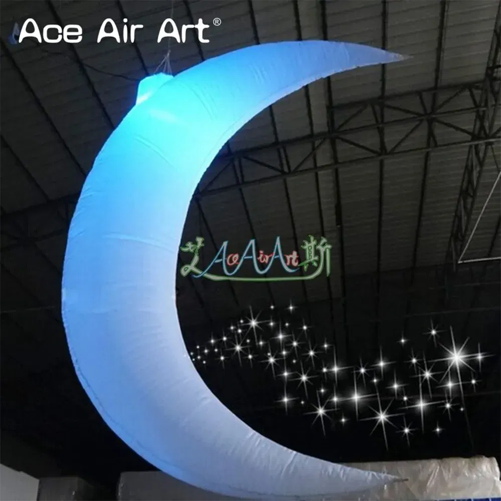 2mh or Custom Party Decoration Inflatable Crescent Moon LED Lighting Air Luna Balloons Ceiling Moons for Stage/Event/Wedding