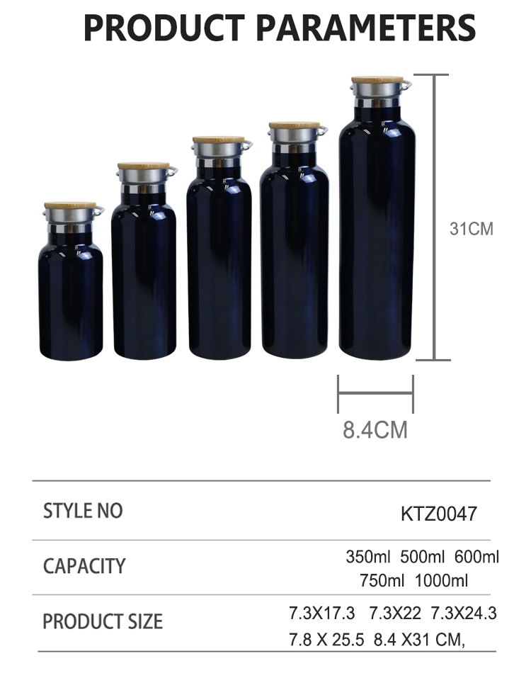 Термос из нержавеющей стали с бамбуковой крышкой, 20 oz