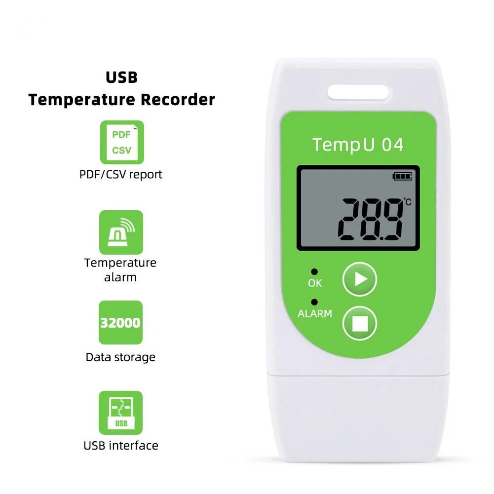 32000 Readings Internal Sensor Real Time Temperature Recorder and Data Logger USB