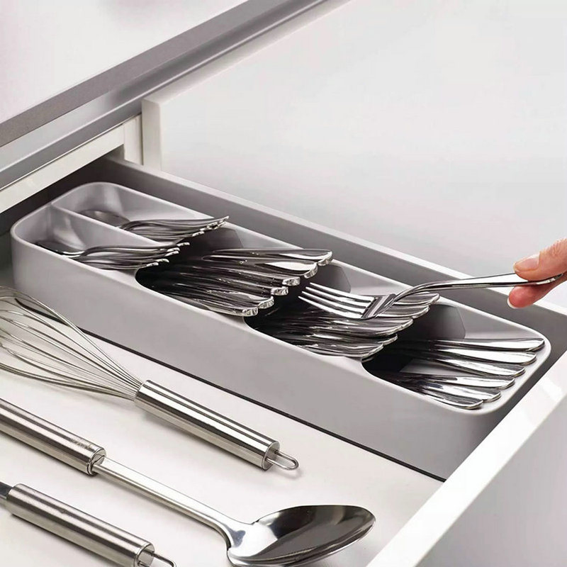 Heavy Duty Strong Grey 5 Slots Knives Cutlery Tray Organizer Holder Bl12450