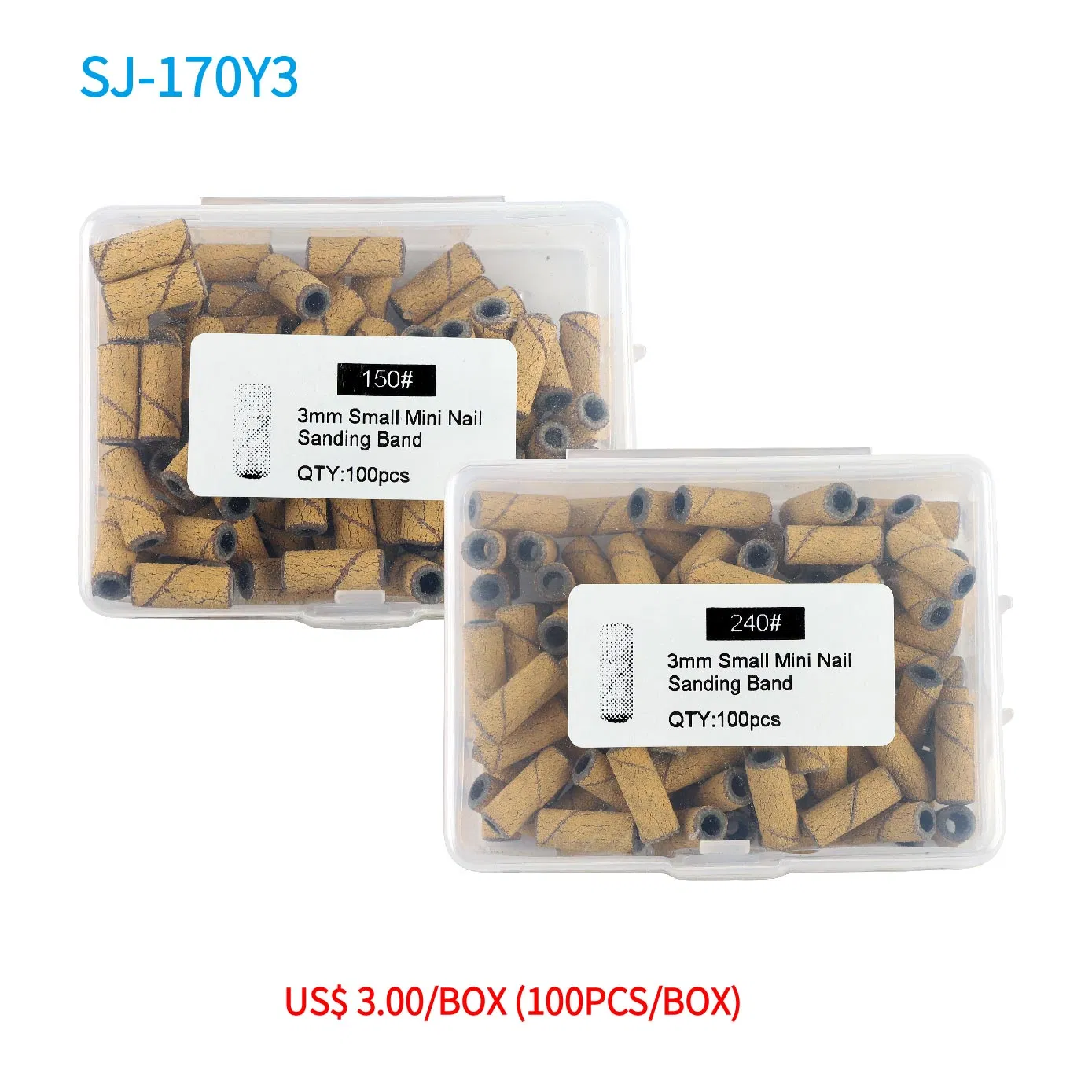 Top Quality Cotton Cloth Coated Yellow Abrasive Clogging Free 3mm Mini Small Nail Sanding Bands