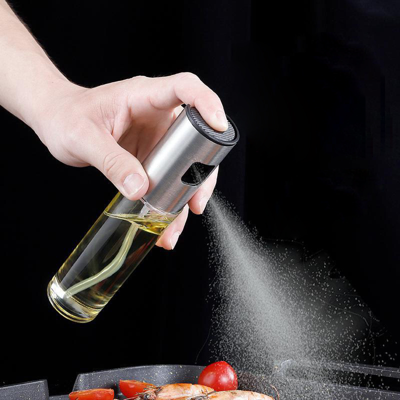 Hot Selling Glass Bottle Olive Oil Sprayer with Stainless Steel Lid for Cooking BBQ
