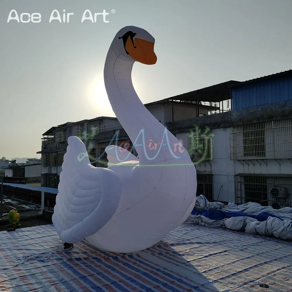 4ml Giant Beautiful Inflatable White Swan with Air Blower for Event Decoration Advertising