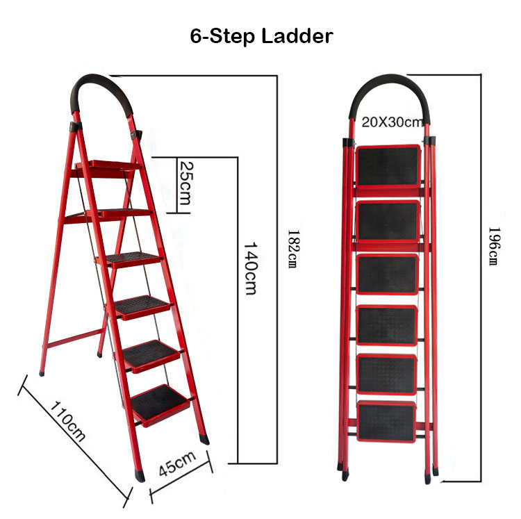 Heavy Load Steel Step Ladder with Integrated Material Tray for Carrying up and Down