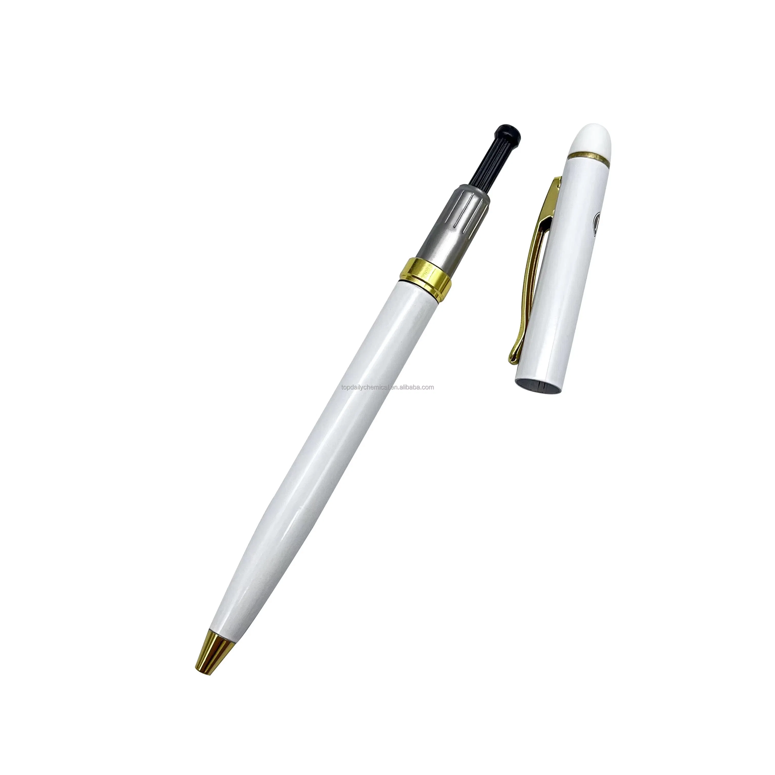 Factory Direct Sales Promotional Hotel Ball Pen Metal Retractable White Gold Pen