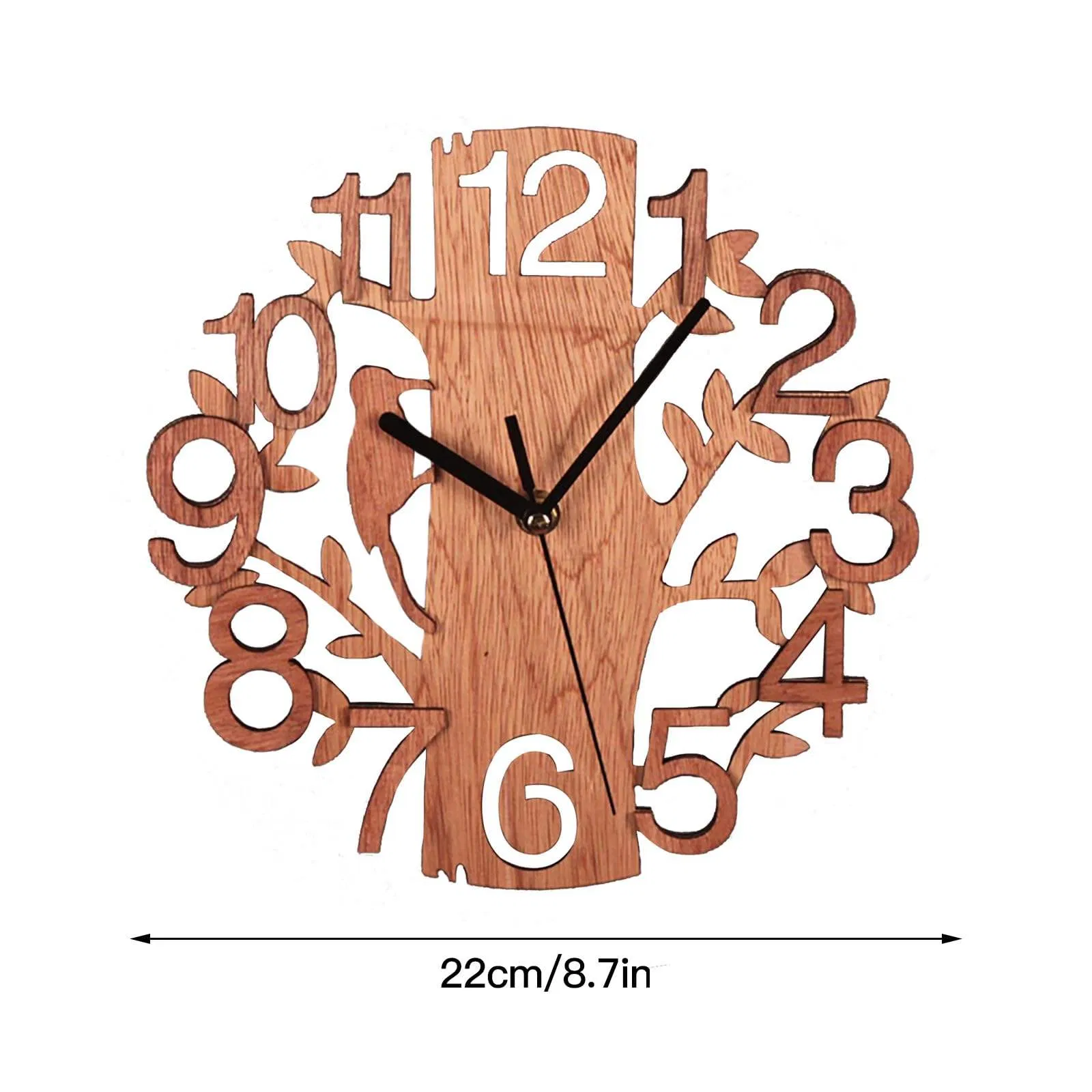 Wall Clock 9 Inch Wood Bird Design Silent Non-Tick Battery Powered MDF Decorative Wall Clock