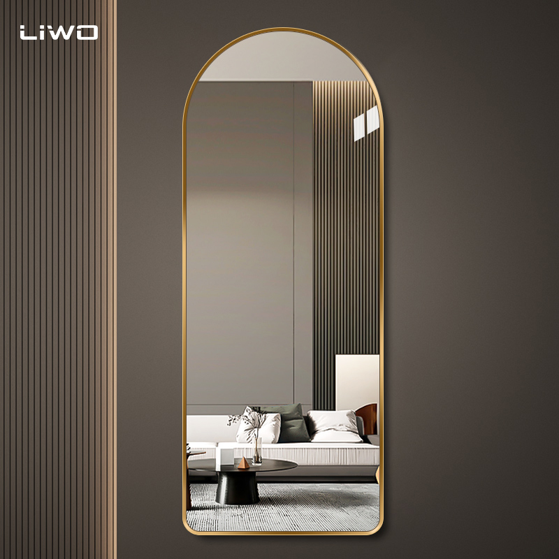 High Definition Vanity Mirror Different Sizes Wall-Mounted Arched Full-Length Vanity Clothing Mirror with Aluminum Frame Living Room Furniture