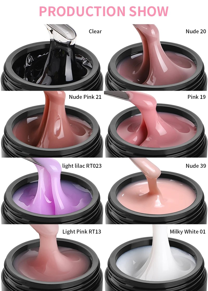 5-in-1 Nail Extension Gel: Base, Builder, Top, Color, & Repair