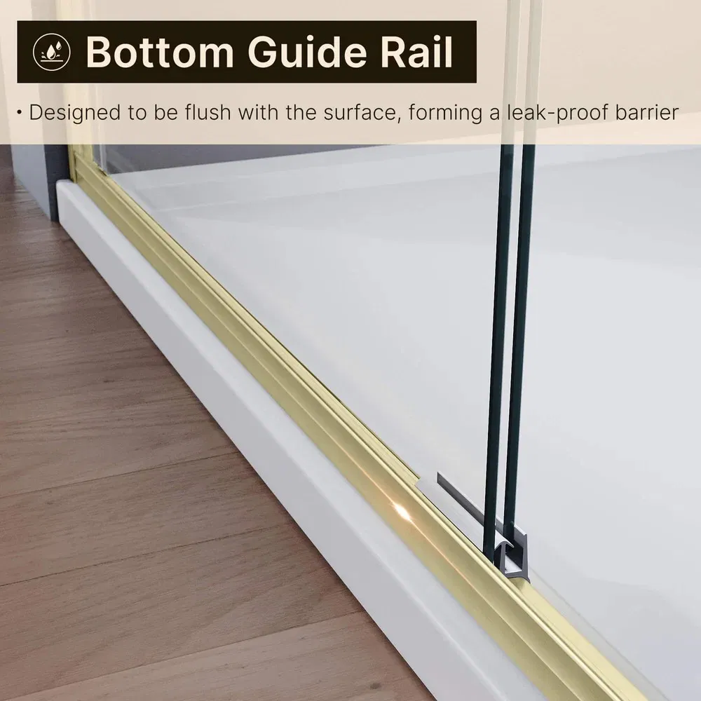 Sally SGCC Certified 6mm Brush Gold Bypass Double Sliding Shower Door