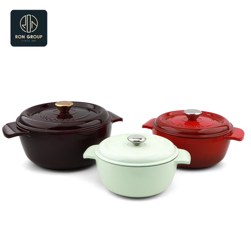 Wholesales Modern Hotel Restaurant Enamel Iron Buffet Food Service Casseroles Cooking Pot for Commercial Kitchenware Dinner Cutlery