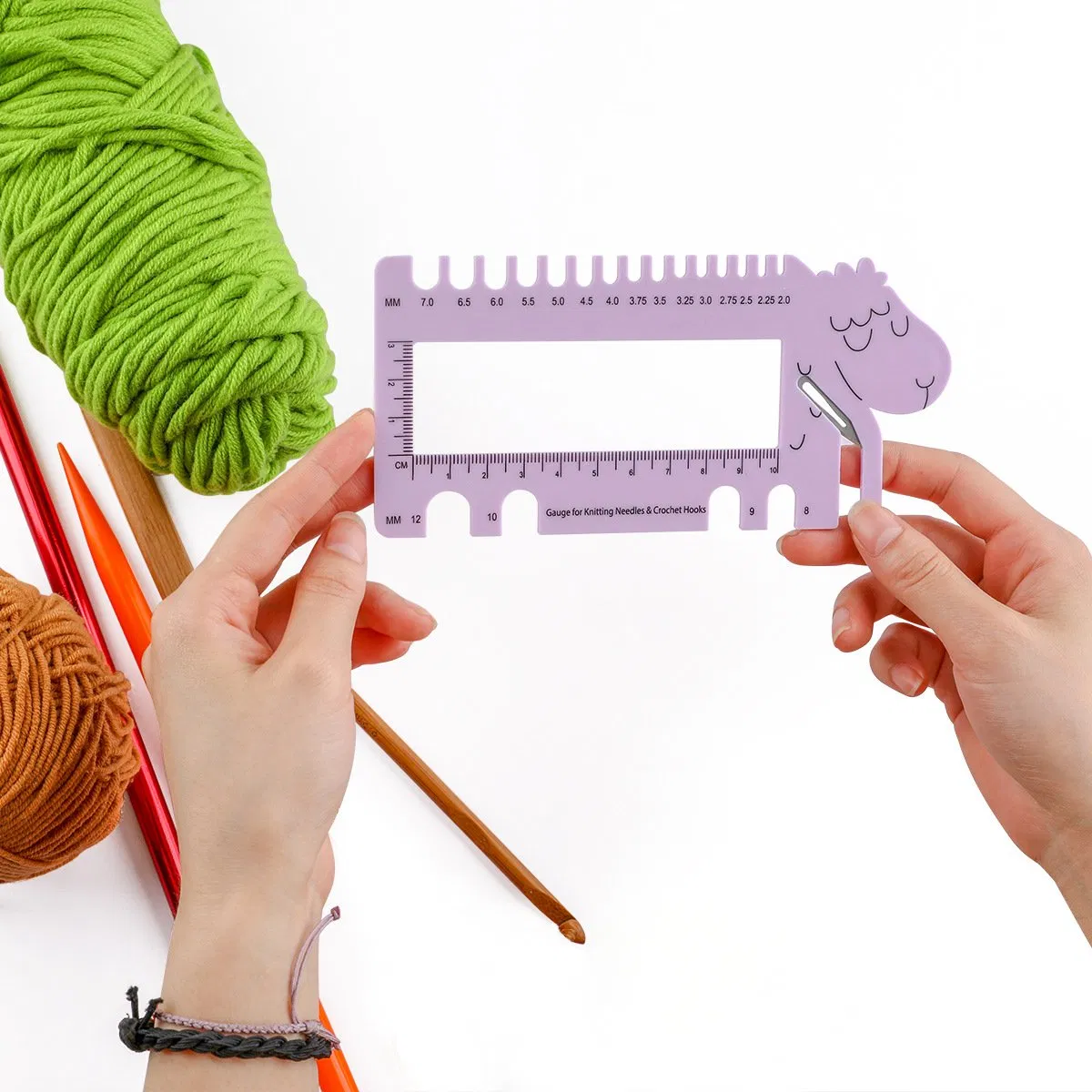 Sheep Crochet Hook Gauge Plastic Knitting Needle Gauge Measuring Tool