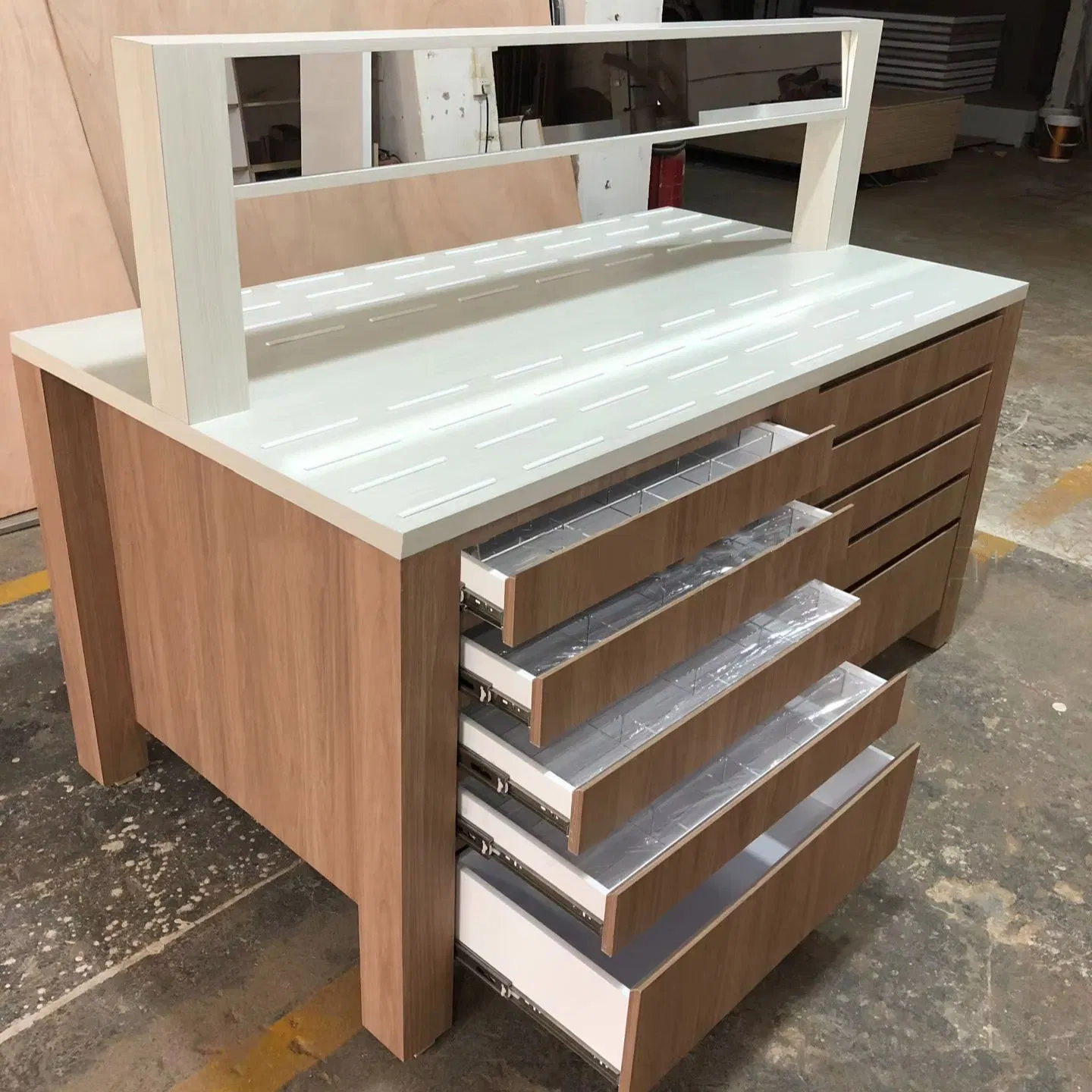 Wooden Glasses Display Cabinet Sunglasses Display Showcase with Mirror