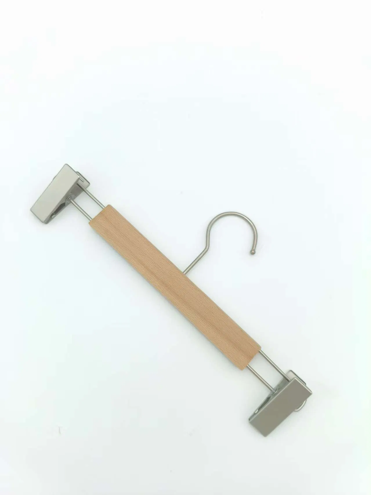 Smooth Branding Beech Wooden Straight Skirts Trousers Pants Nickeled Seamless Clips Hanger