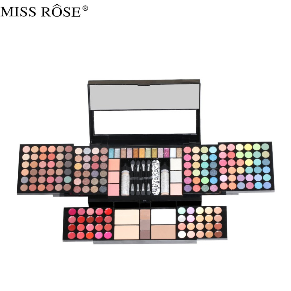 Online Wholesale Ready to Ship Piano Style 180 Color Mixed Matte and Glitter Waterproof Eyeshadow Palette Eyebrow Brush Palette Makeup