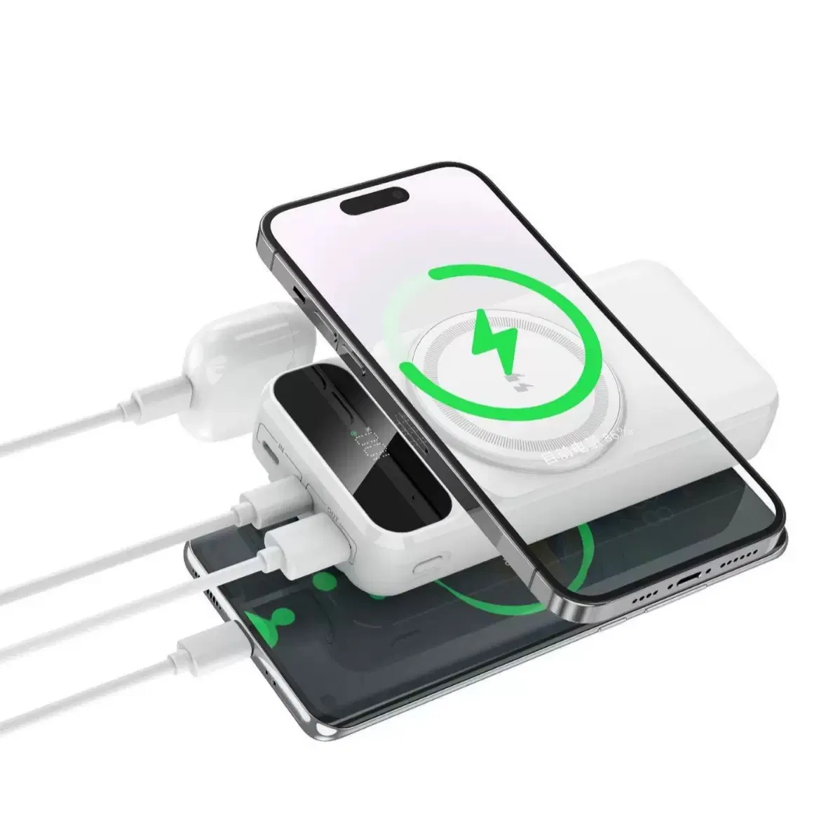 Пауэрбанк 20000 mAh с беспроводной зарядкой и дисплеем