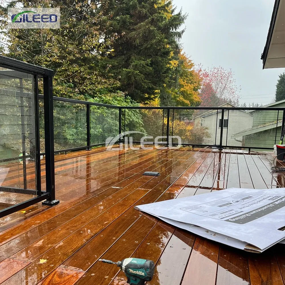 Aluminum Floor Mounted U Channel Glass Railing System Frameless for Terrace/Balcony