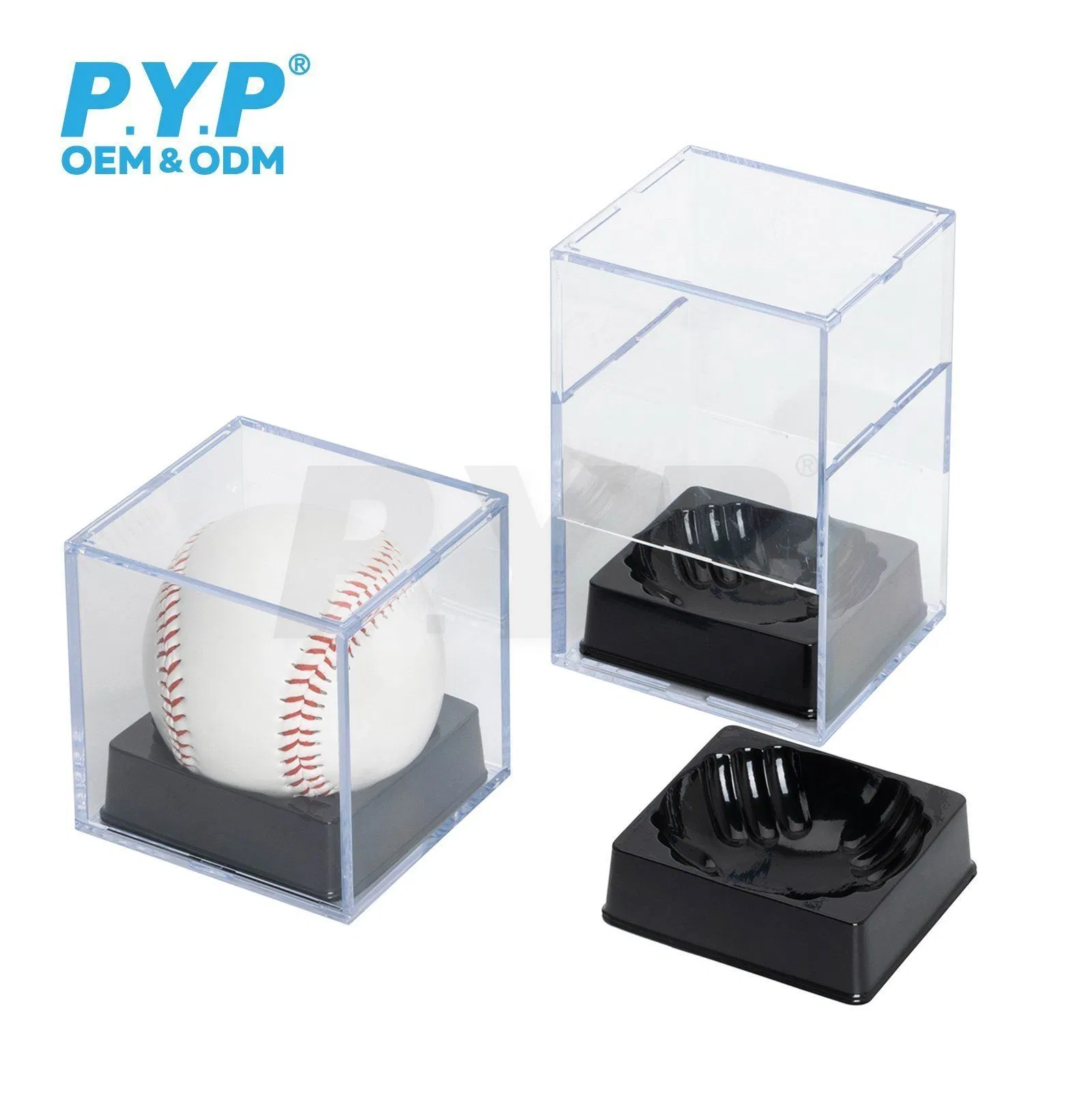 UV Protection Baseball Display Cube with Black Built-in Stand