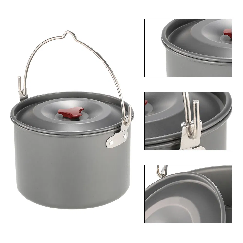 Aluminum Alloy Hanging Heat Picnic Pot Camping Cooking Pot Utensils