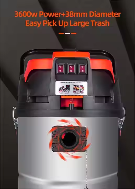 60L Stainless steel Wet and Dry Industrial Vacuum Cleaner High Suction Power