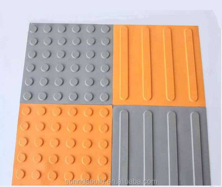 China Outdoor Full Body Rectified Edges Porcelain Tactile Non-Slip Rough Yellow and Grey Exterior Blind Ceramic Tiles