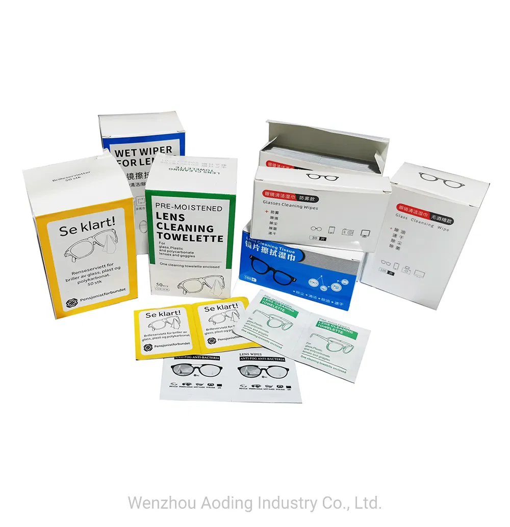 Individual Package Pre-Moistened Lens Cleaning Wet Wipes for Cleaning Screen and Glasses