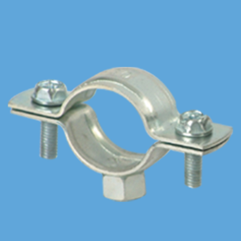 2 Sides Fixing Reinforced Blue White Zinc-Plated Heavy Duty Pipe Clamps Without Rubber