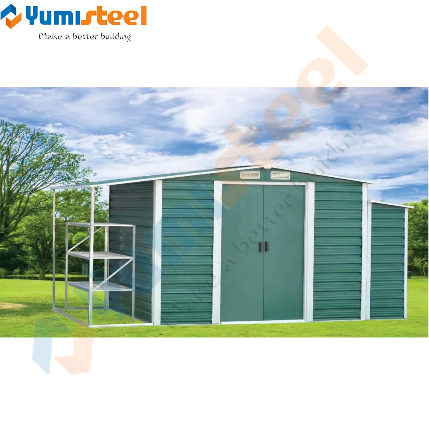 Galvanized Outdoor Metal Garden Storage Shed for Backyard