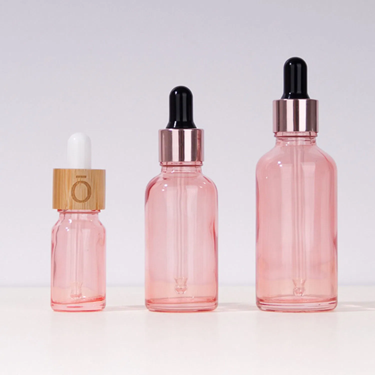Флаконы для настоек с пипеткой, розовое стекло, деревянная крышка