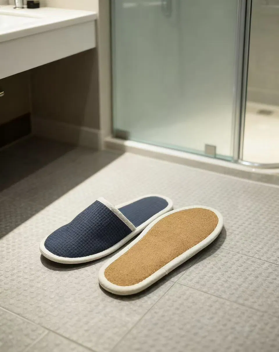 High-End Hand Made Hotel Slippers with Soft EVA Outsole and Velour Design