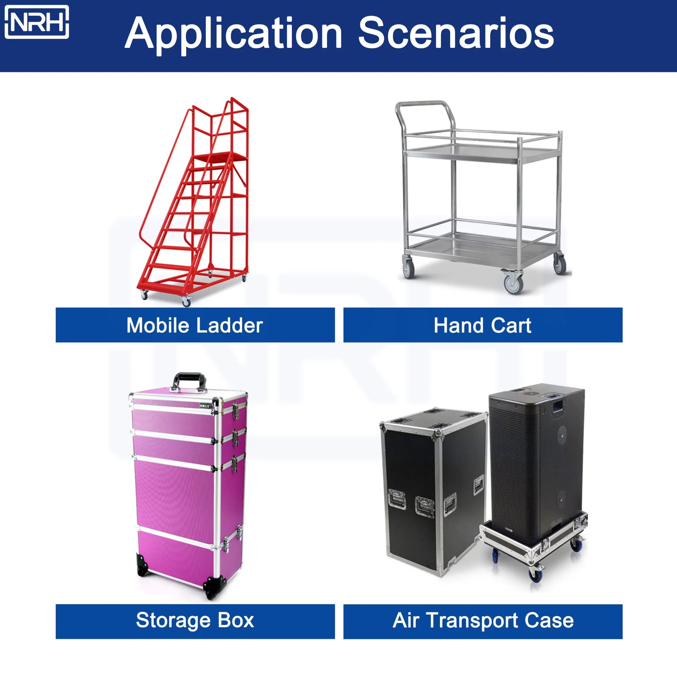 Nrh 9201 Black PU Caster for Industrial Trolleys 50kg Load ISO9001 Approved