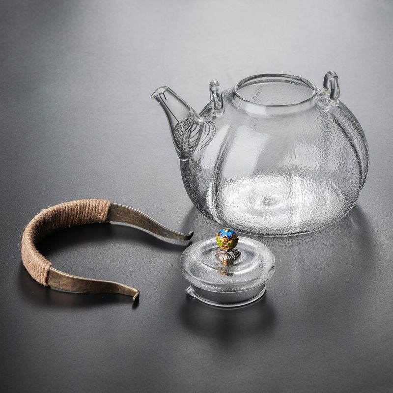 Pumpkin Shape Glass Teapot with Ropes Handle for Tea Lovers