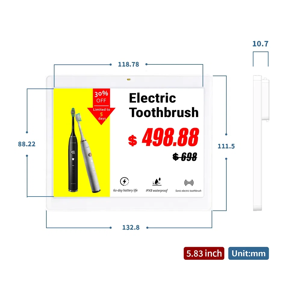 Dyesl 5.83 Inch Bluetooth Electronic Shelf Label for Retail Settings System