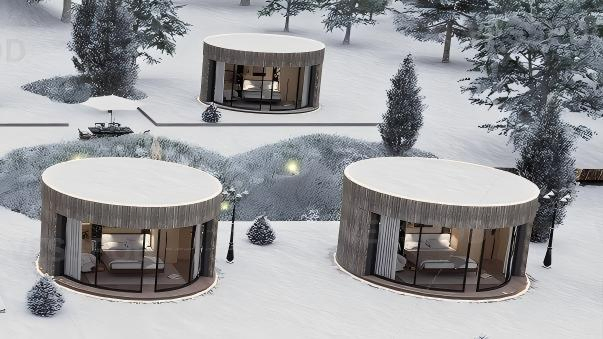 Vesspod Outdoor Custom Big Round House Quick Installation Circle House Prefab Homes Airbnb Villa Hotel Glamping Dome Wooden House Luxury Circle Frame